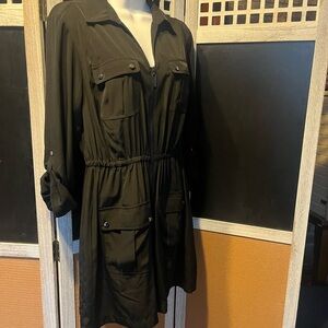 Alfani Black Long Sleeve Zip-up Jacket Dress